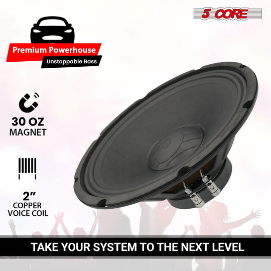 5Core 12" Subwoofer 1200W PA DJ Sub Woofer Pair Audio 8Ohm w Deep Bass Pro Audio Replacement Loud Speaker