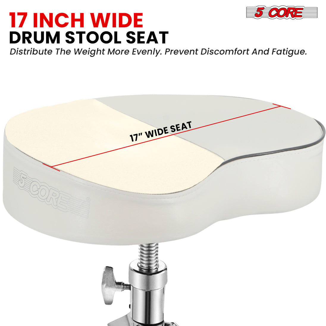 5 Core Drum Throne 3.5" Padded Guitar Stool Drummer Chair Adjustable Seat