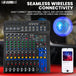 12 channel audio mixer with Bluetooth connectivity allows wireless audio streaming, offering seamless integration and enhanced flexibility