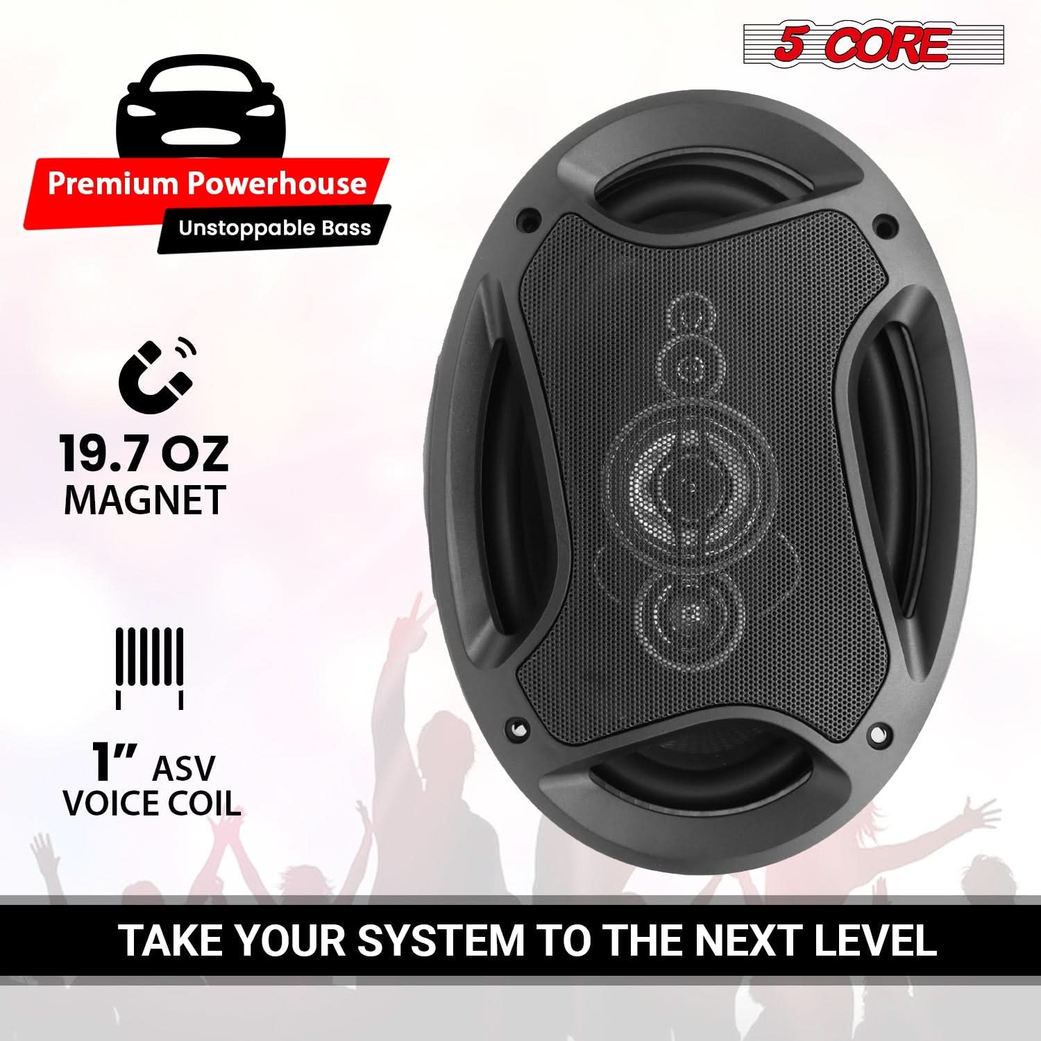6x9 Car Speaker 800W 4Ohm 4 Way Coaxial Replacement Woofer - 5 Core
