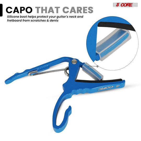 Complete guitar capo bundle from 5Core with colorful picks included
