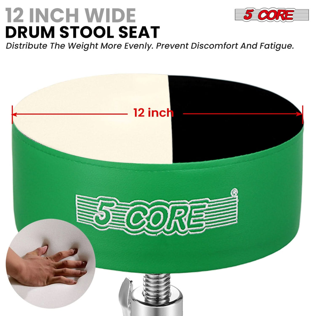 5 Core Drum Throne 5" Padded Guitar Stool Adjustable Heavy Duty Music Chair Seat w Luxury Velvet Top