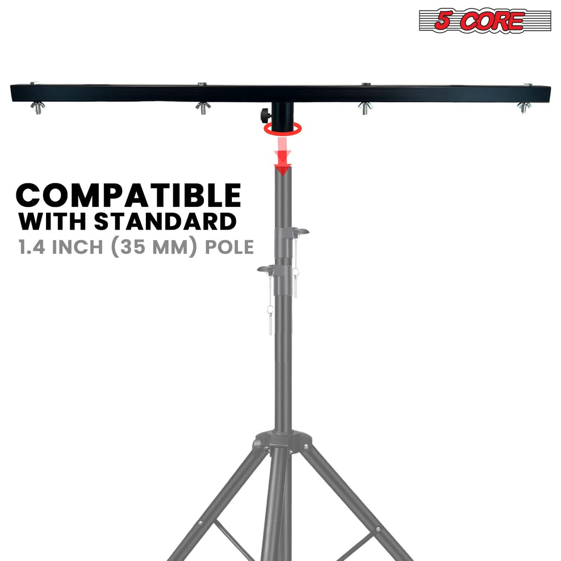 5 Core DJ Lighting T Bar 4 Party Lights 2Pc 39 Inch Extension Crossbar Tbar Mount w 66 lbs Capacity
