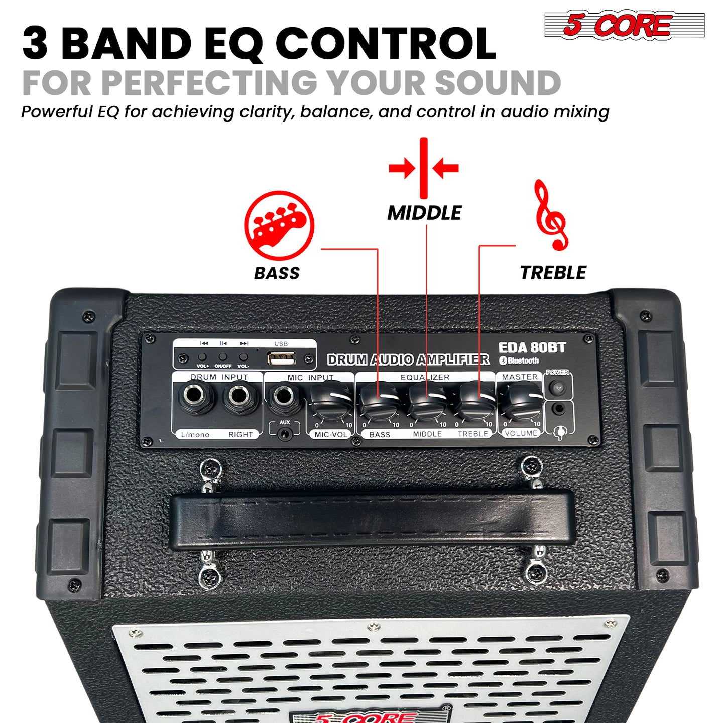 Electric drum amp featuring an 8-inch speaker for clear sound