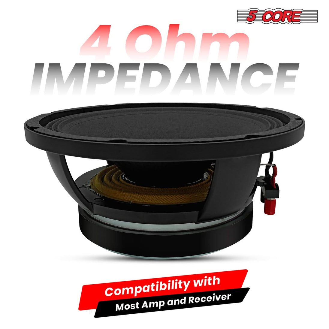 5 Core 10" Subwoofer Speaker 300W RMS Full Range Car Audio Sub Woofer 4 Ohm Bass Replacement Driver