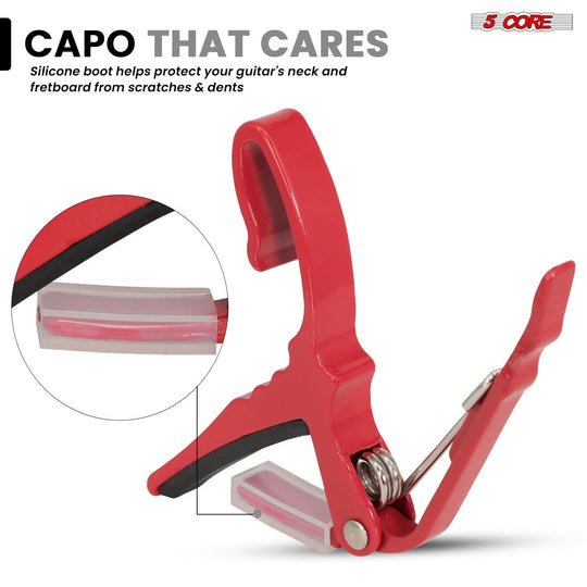 Guitar accessory kit includes 5Core capo, 6 picks, and storage pouch