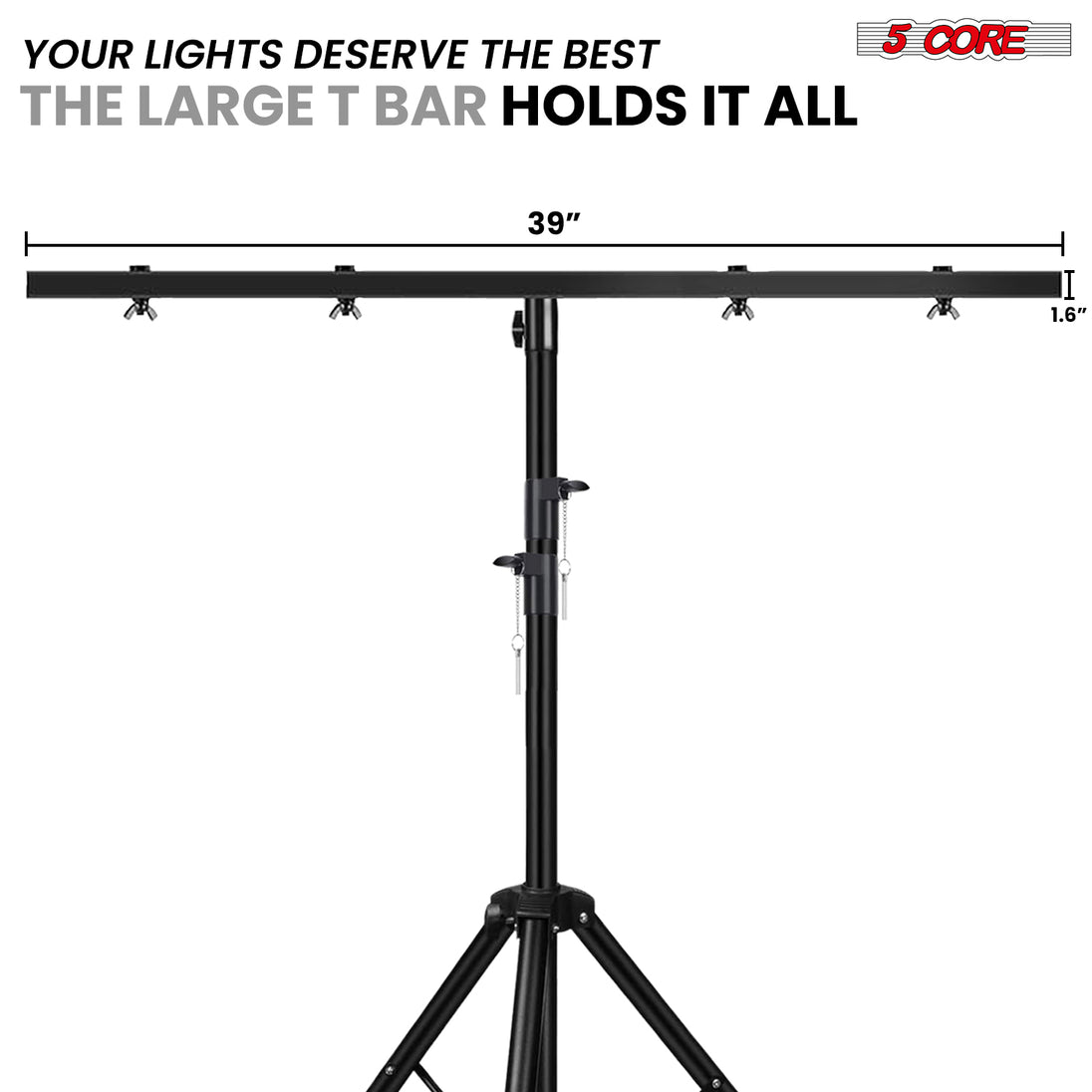 Tripod stage light stand with light T bar for versatile lighting setups