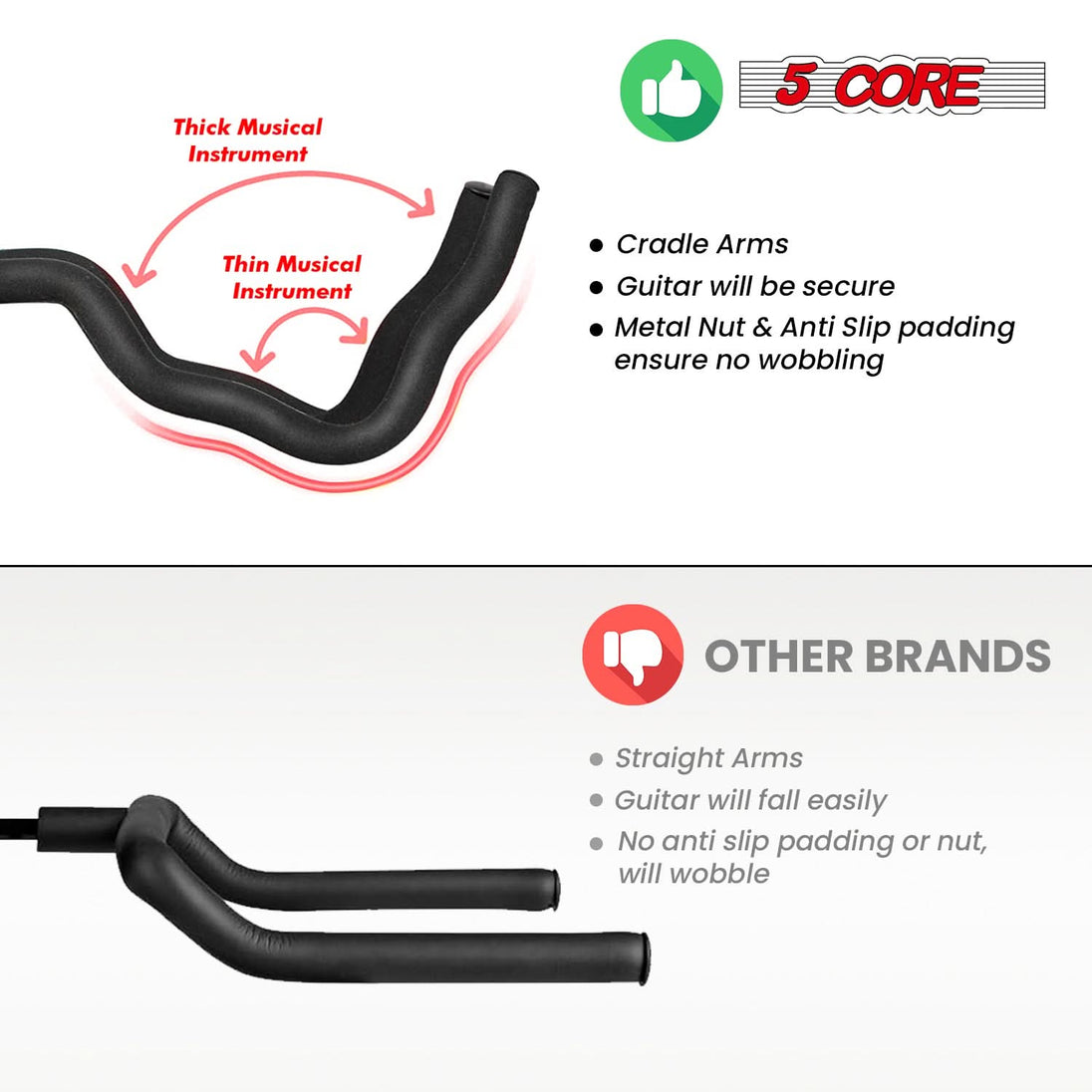 5 Core Amp Stand Heavy Duty Metal Build Adjustable Guitar amplifier Low Profile Folding Collapsible