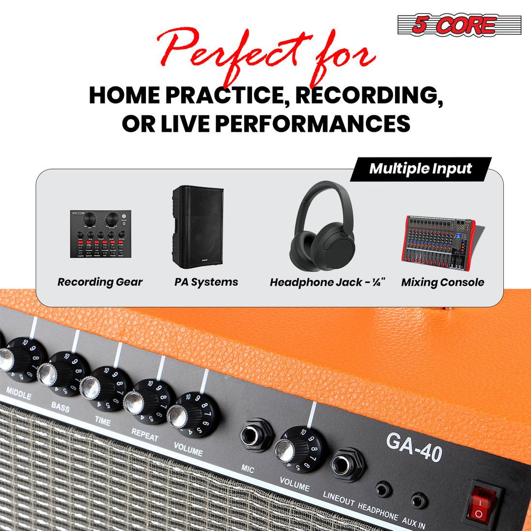 40W practice amp for bass and acoustic guitar 5 Core portable amplifier
