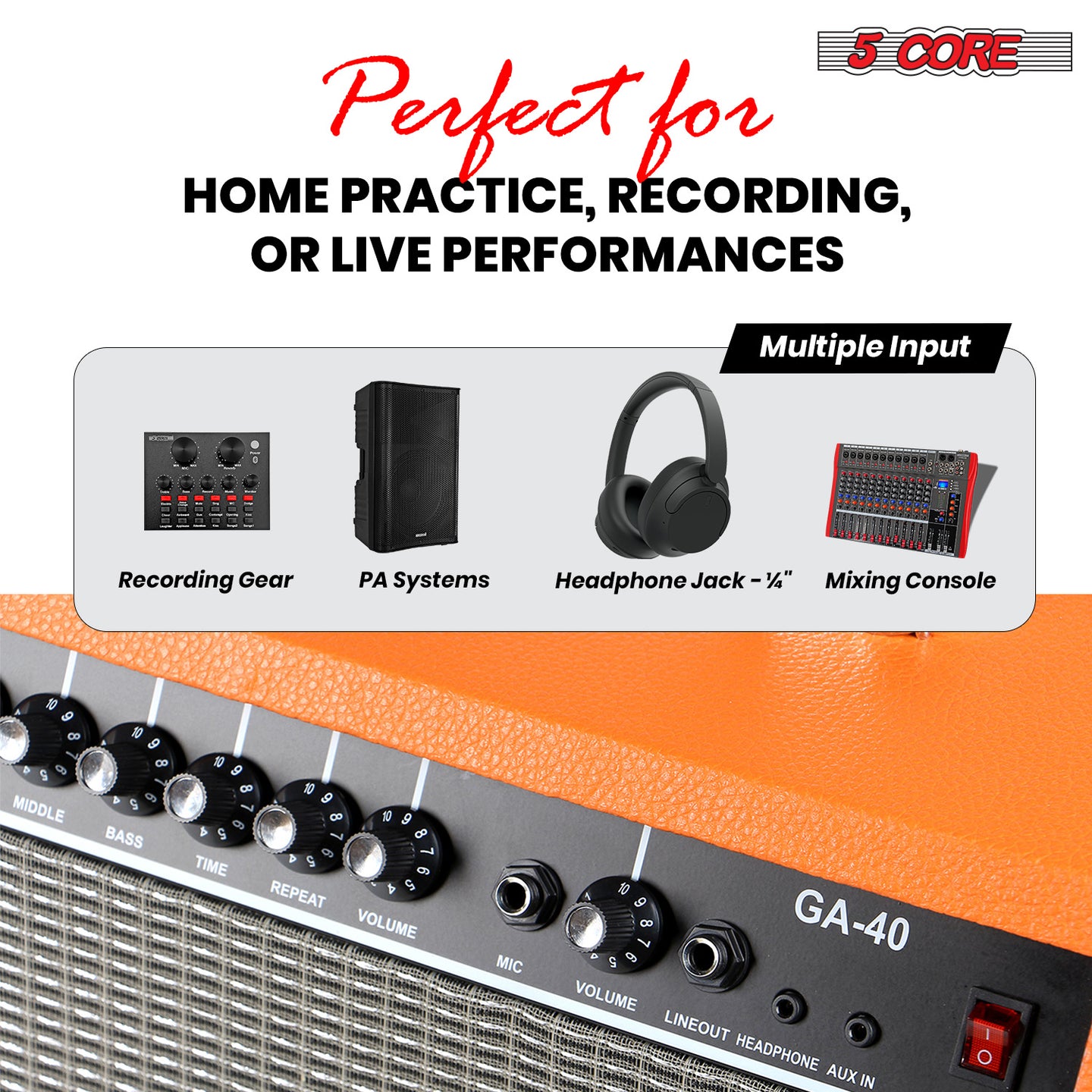40W practice amp for bass and acoustic guitar 5 Core portable amplifier