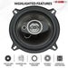 Upgrade car sound with 5 Core 2-way coaxial speakers for immersive audio