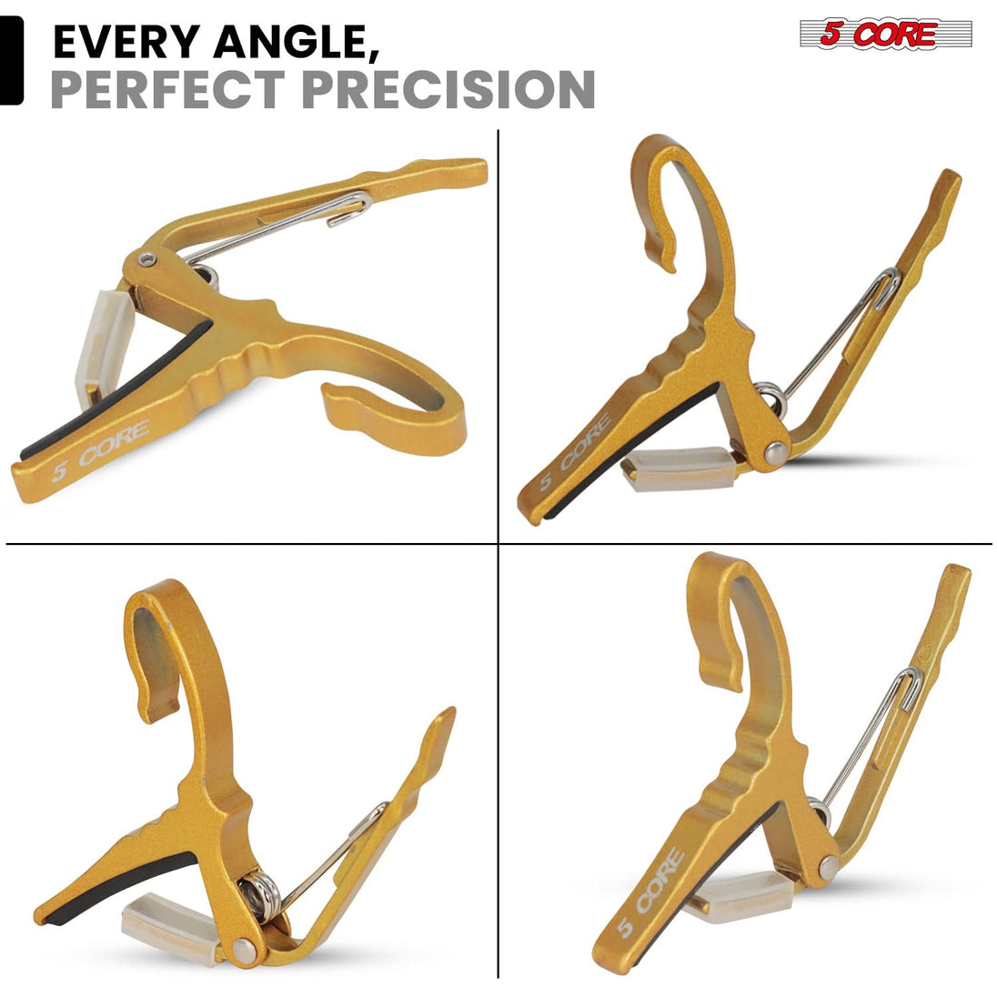 5 Core Guitar Capo Pair Quick Change Acoustic Electric String Clip Banjo Mandolin Or Ukulele Yellow