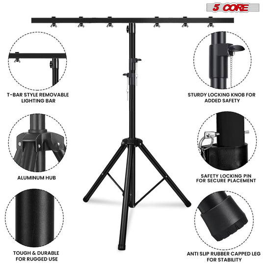 5Core DJ Light Stand Stage Lighting Truss System Height Adjustable 39 to 100" Heavy Duty T bar Mount