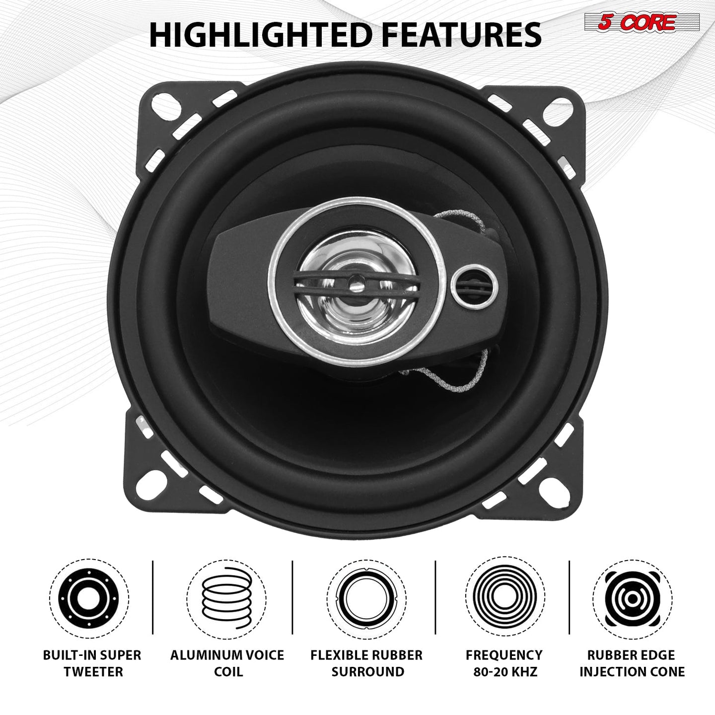 Compact 2-way car speaker by 5 Core built for clean, balanced sound