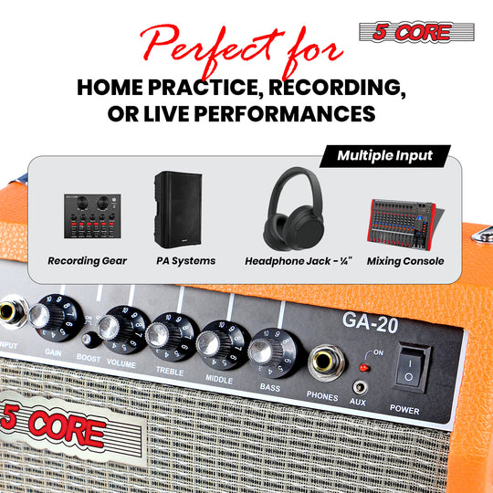 20W practice amp for bass and acoustic guitar 5 Core portable amplifier