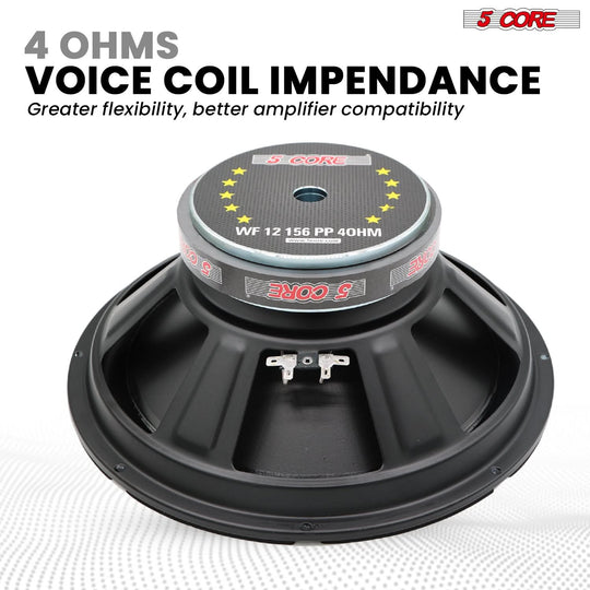 5 Core 15 Inch Car Woofer Audio Pair 1000W Combined 4Ohm Deep Bass Replacement Subwoofer Speaker