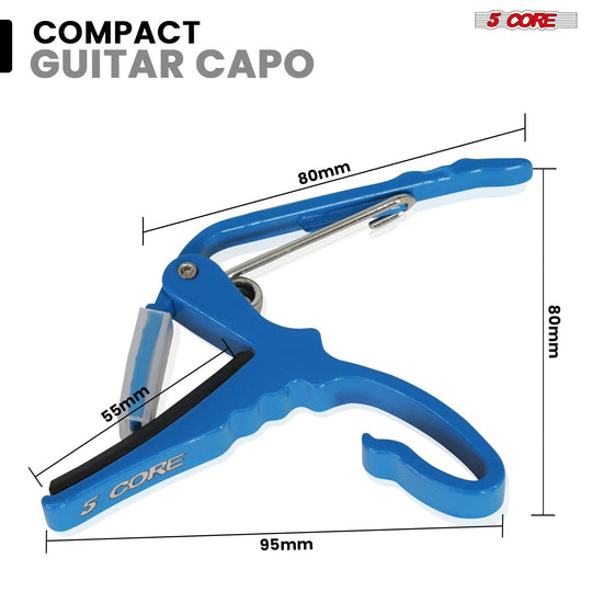 Strong spring-loaded 5Core capo for consistent string pressure