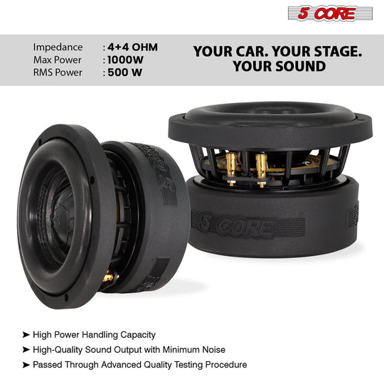 1000W 5Core car subwoofer with strong construction and distortion-free sound