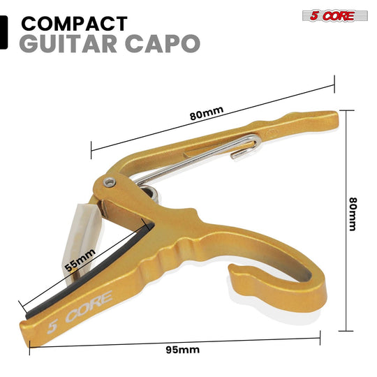 5 Core Guitar Capo Pair Quick Change Acoustic Electric String Clip Banjo Mandolin Or Ukulele Yellow