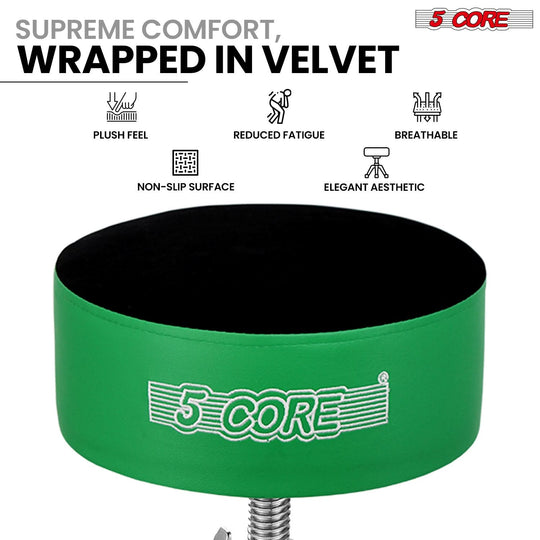 5 Core Drum Throne 5" Padded Guitar Stool Adjustable Heavy Duty Music Chair Seat w Luxury Velvet Top