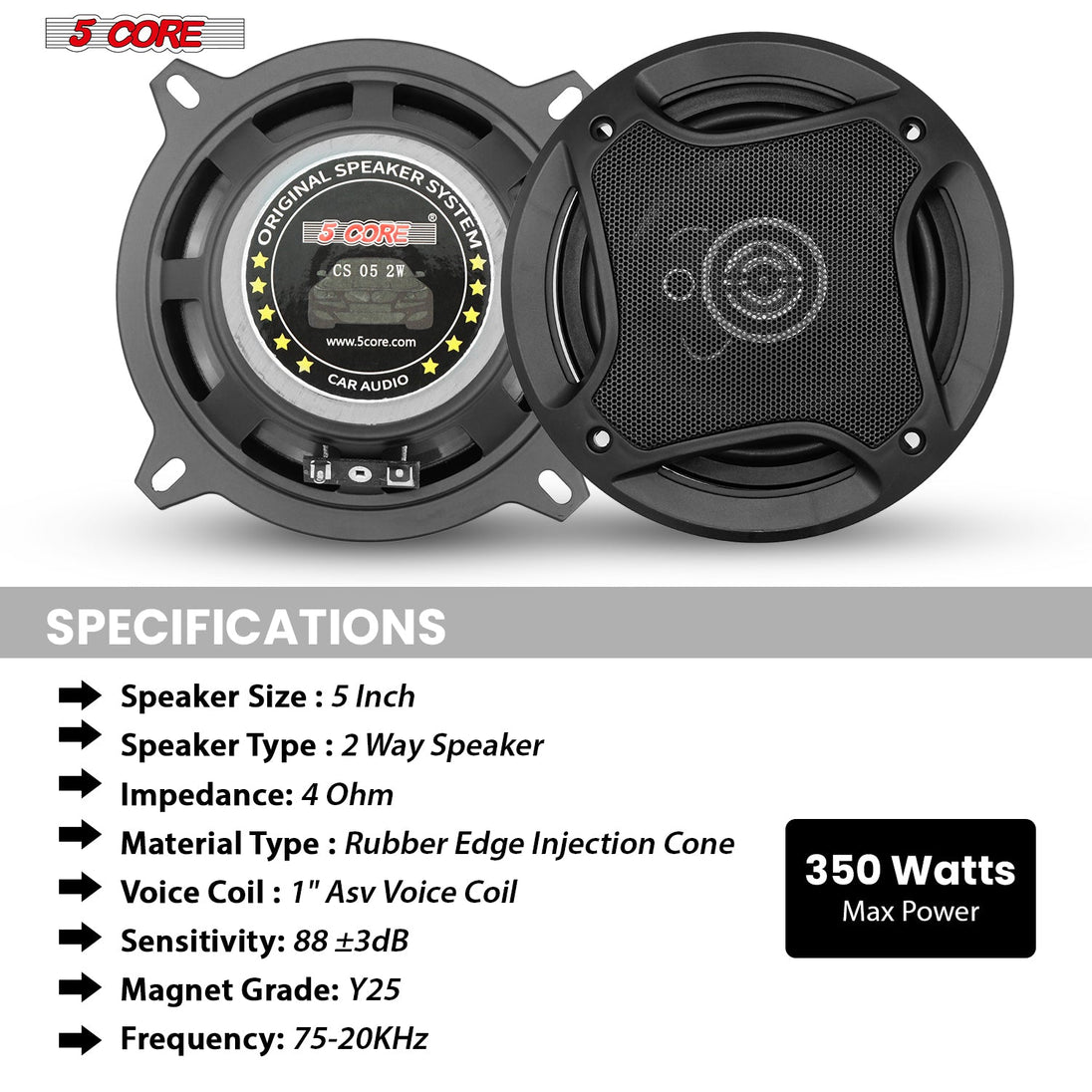 Reliable 5 Core 5 inch automotive speaker for enhanced stereo performance