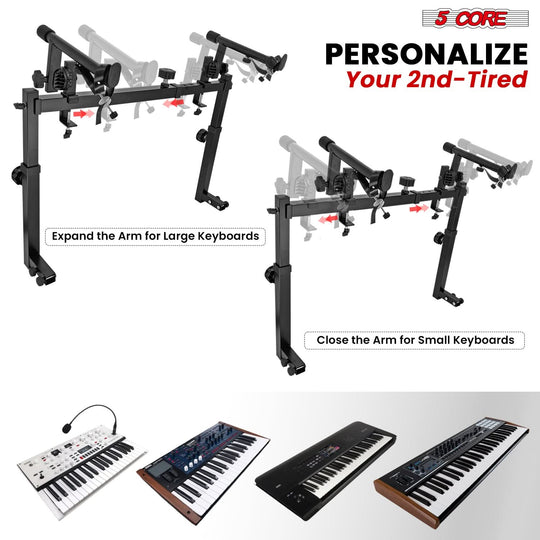 5 Core 2 Tier Keyboard Stand Attachment Adjustable for 54, 88 Electric Digital Piano Stands Adapter
