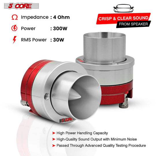 5Core Super Tweeter 1 Inch  Neodymium 300W Compression Titanium Bullet Tweeters w Aluminum Frame