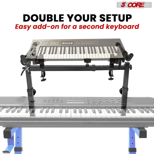 5 Core 2 Tier Keyboard Stand Attachment Adjustable for 54, 88 Electric Digital Piano Stands Adapter