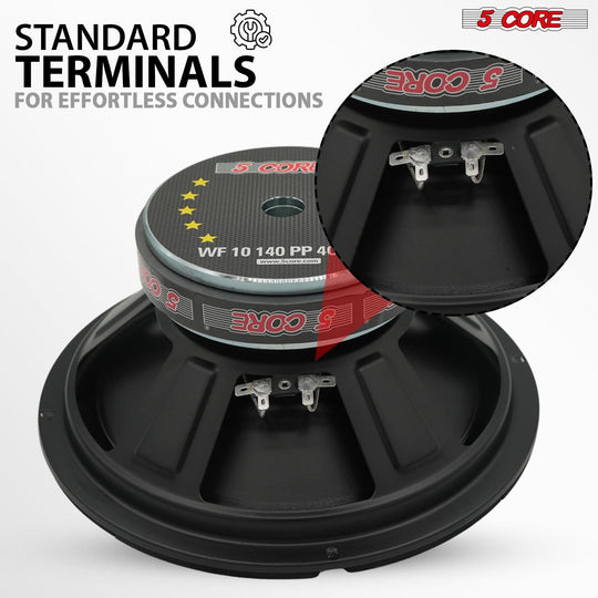 5 Core 10" Subwoofer 300W Car Audio Woofer 4 Ohm Replacement Deep Bass Sub Loud Speaker for Vehicle