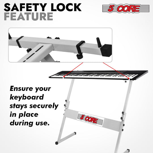 Reinforced 5Core Z-style stand with wide base for reliable performance