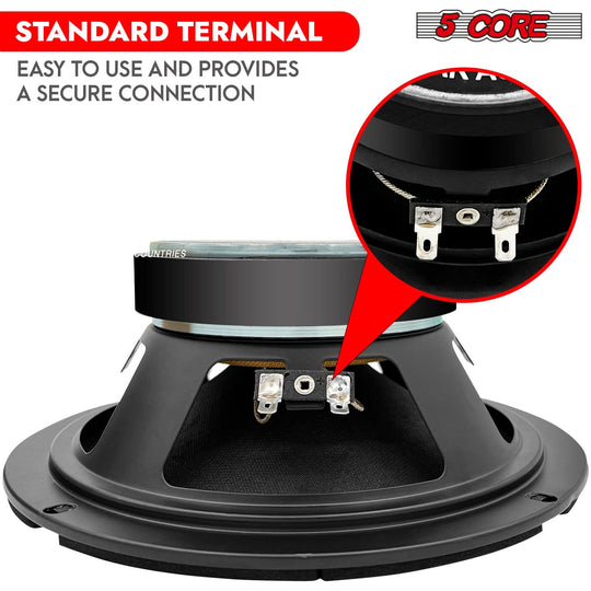 5 Core 8" Subwoofer Speaker Pair 500W Mid Range PA DJ Audio Sub Woofer 8Ohm Bass Replacement Driver