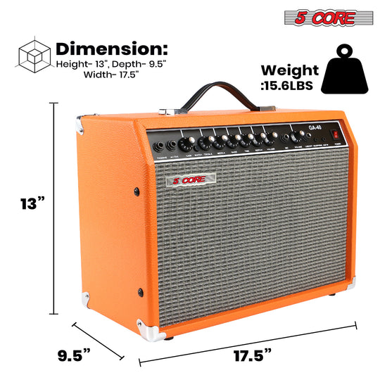 Portable 5 Core amplifier 40W for electric and acoustic guitar practice