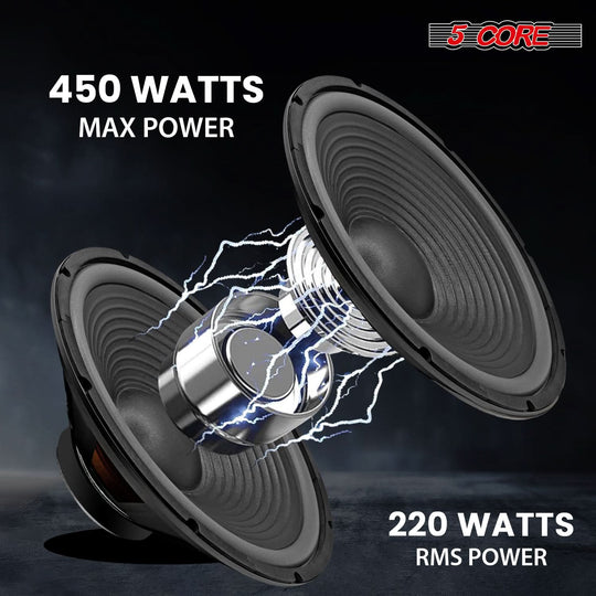5 Core 15" Subwoofer 500W Car Audio Woofer 4 Ohm Impedance Replacement Deep Bass Sub w 60 Oz Magnet