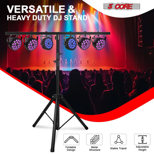 5Core DJ Light Stand Stage Lighting Truss System Height Adjustable 39 to 100" Heavy Duty T bar Mount
