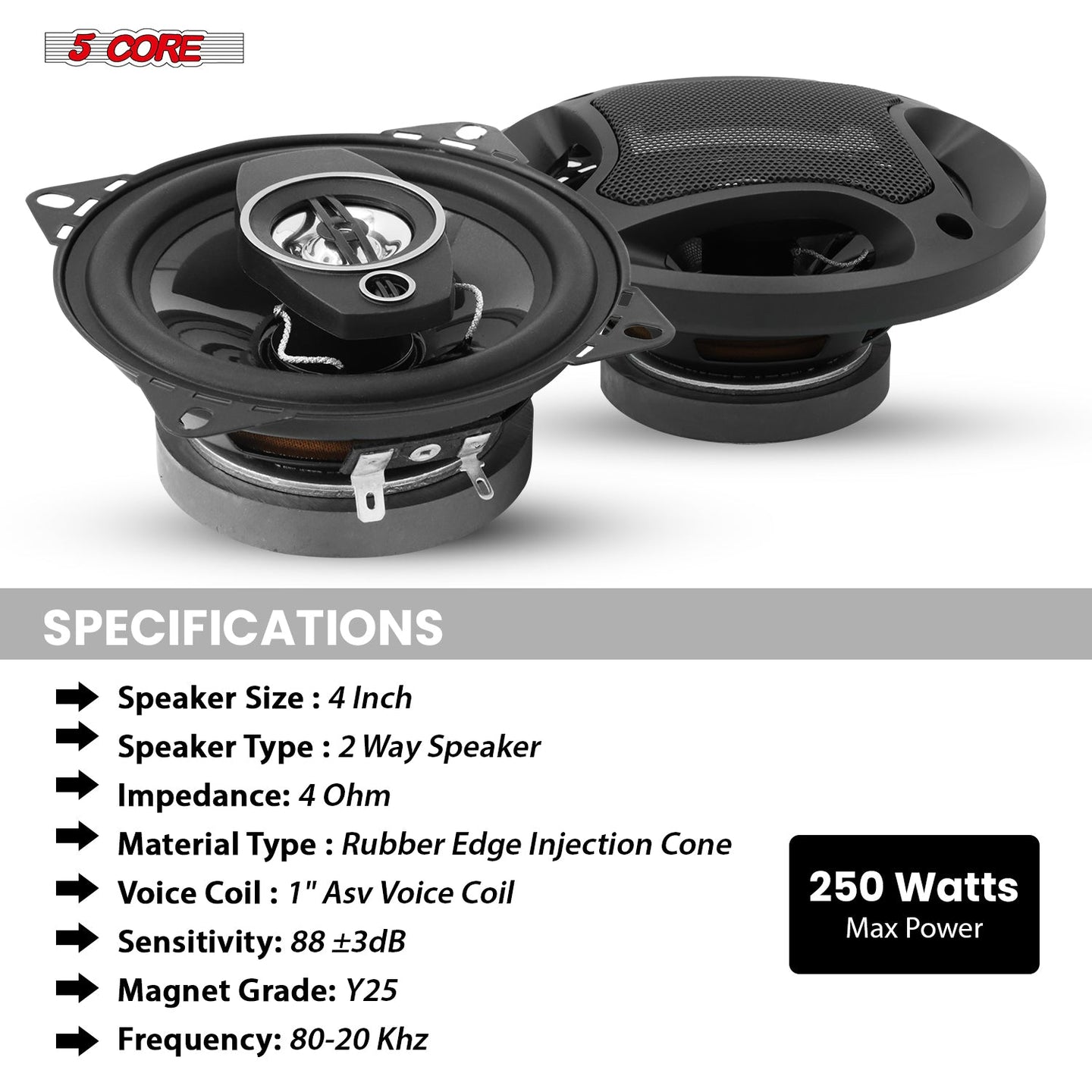 Durable and efficient 5 Core speaker for replacing factory car speakers