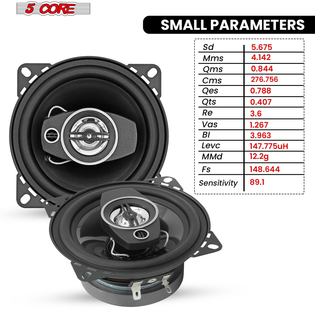 Reliable 5 Core 4” car speaker with excellent sound reproduction