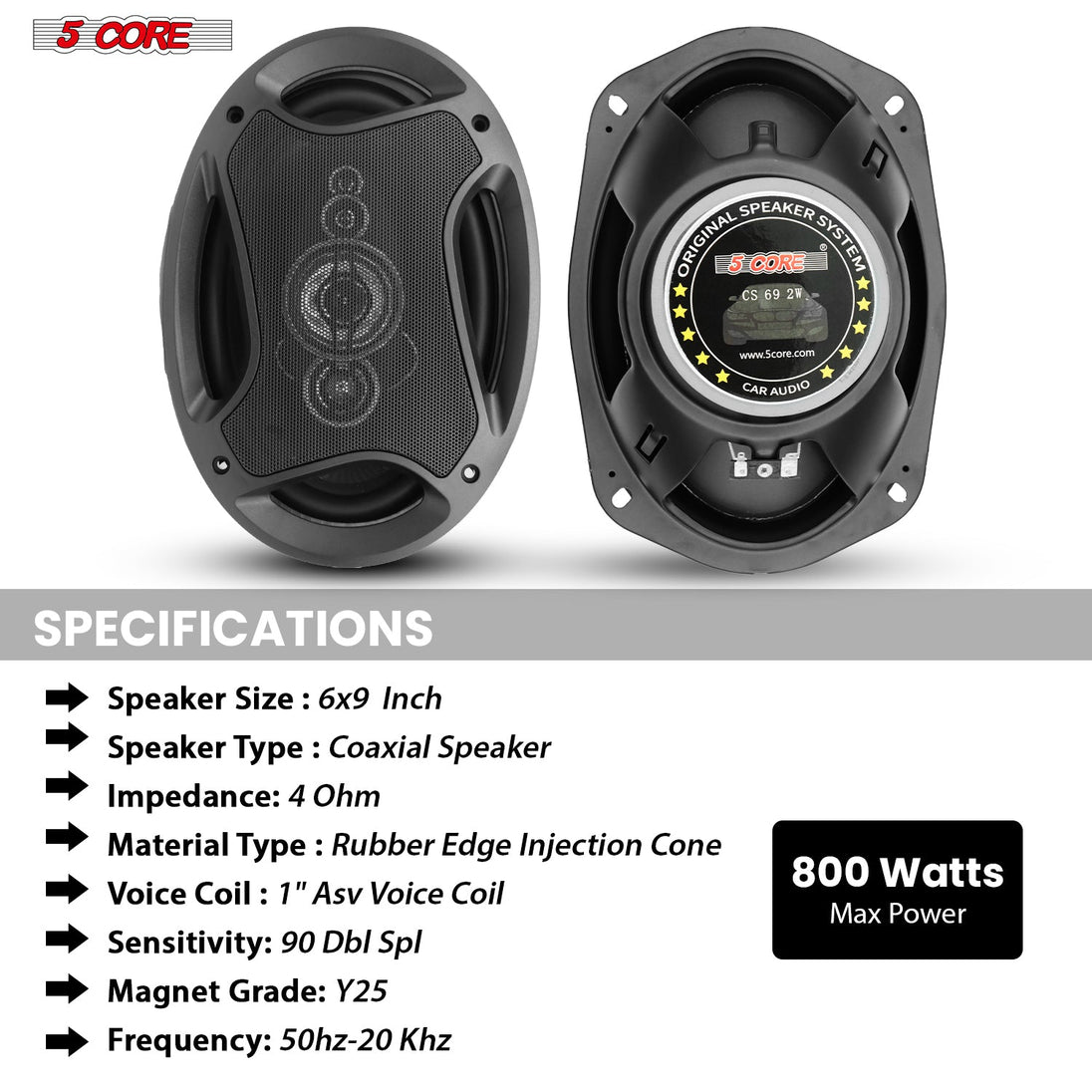 Reliable 5Core 2-way coaxial speaker for enhancing vehicle audio systems
