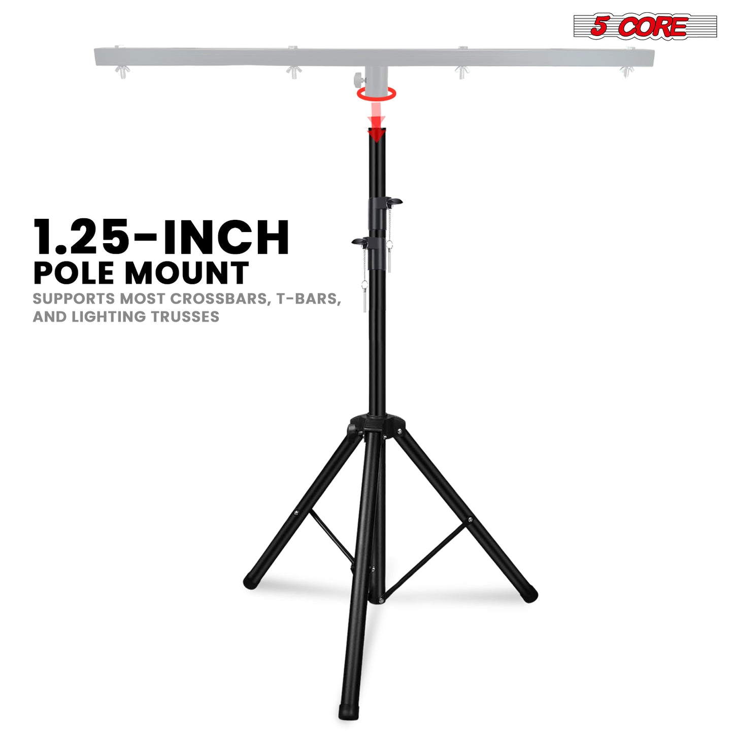 Adjustable 39-100 inch DJ light stand with stable tripod base and T bar