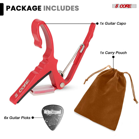 Aluminum 5Core capo with sturdy spring for balanced string pressure