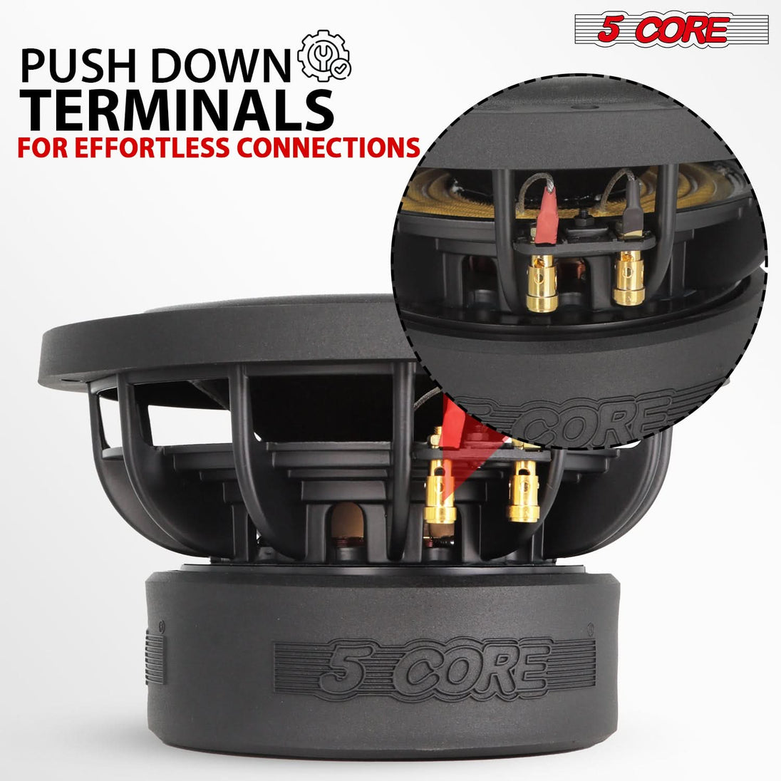 5 Core 6.5" Subwoofer Dual 4 Ohm 1000W Max Replacement Car Audio Loud Speaker Component Sub Woofer