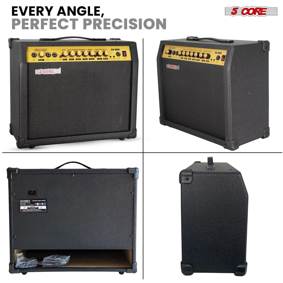 5 Core Guitar Amp 80 Watt  Electric Amplifier w Built in 10" Speaker Portable Mini Practice Amps