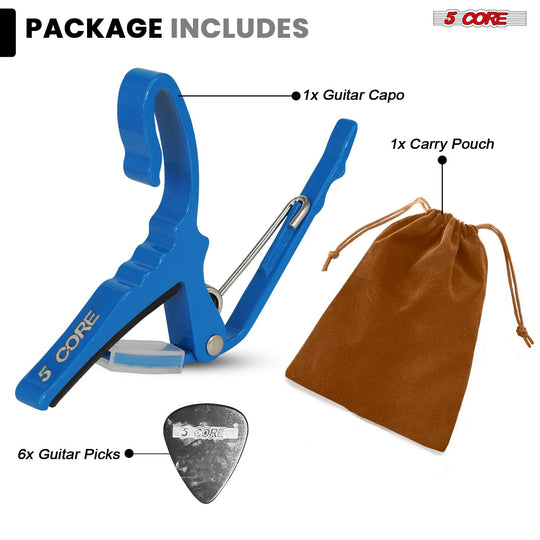 Versatile 5Core capo and pick combo for players of all experience levels