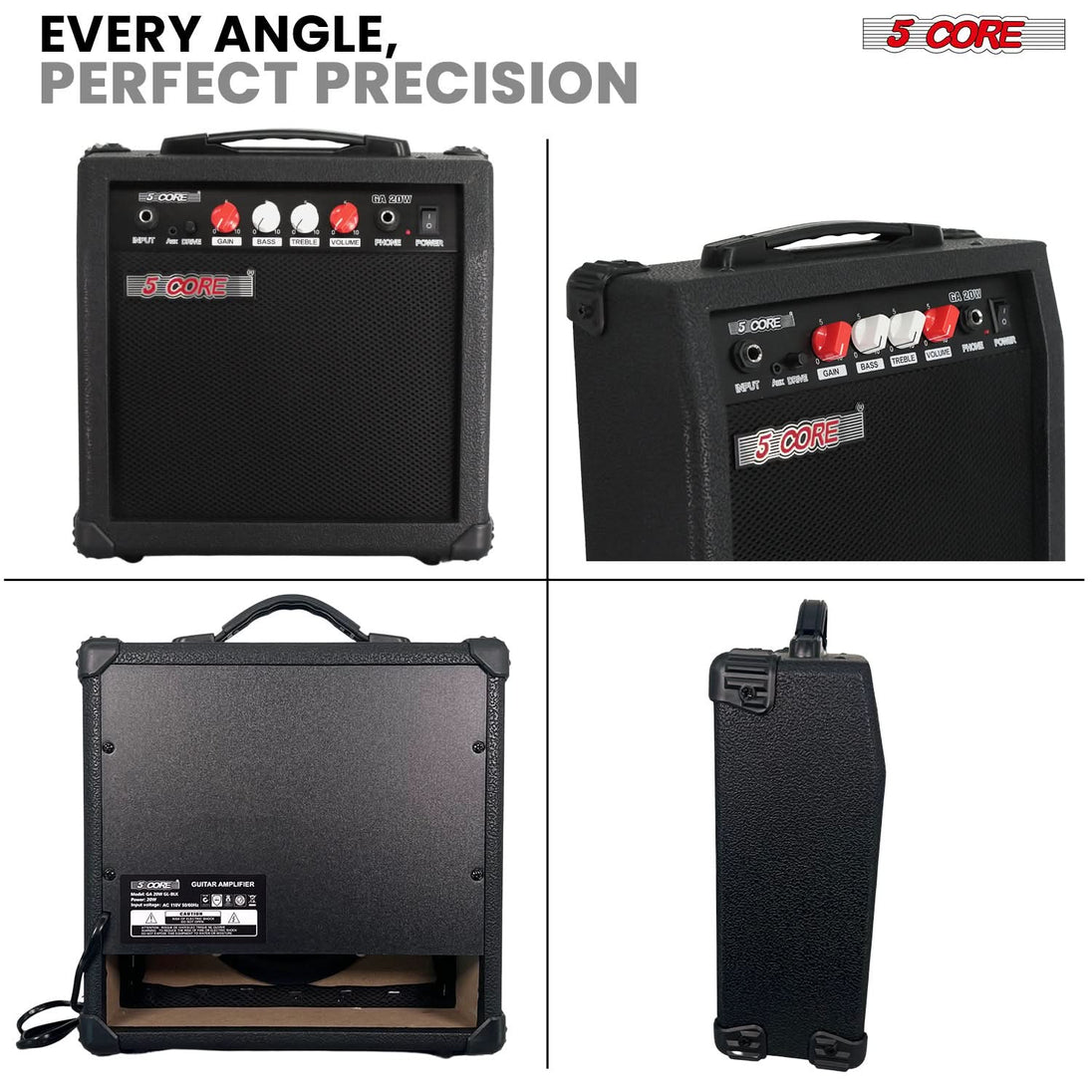 5 Core Guitar Amplifier 20W Electric Portable Mini Amp w Built in 6.5" Speaker Aux Headphone Jack