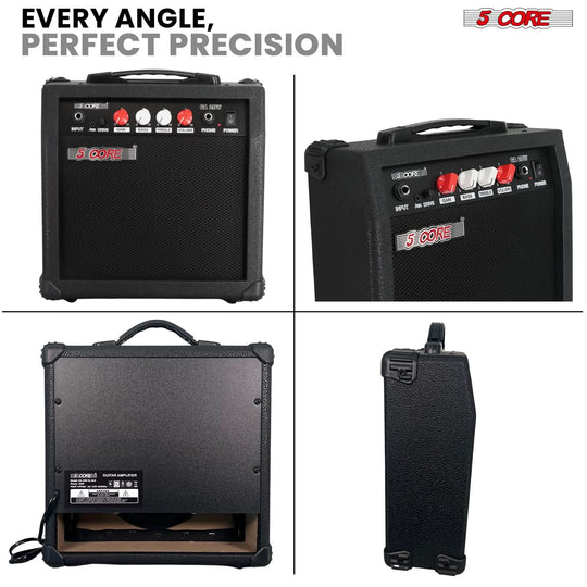 5 Core Guitar Amplifier 20W Electric Portable Mini Amp w Built in 6.5" Speaker Aux Headphone Jack