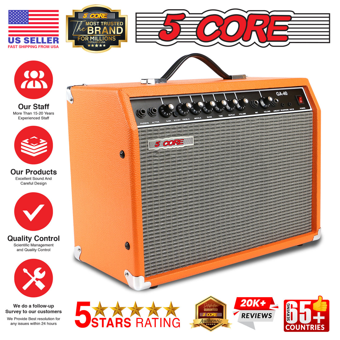 Practice amplifier 5 Core 40W for guitar acoustic and electric use