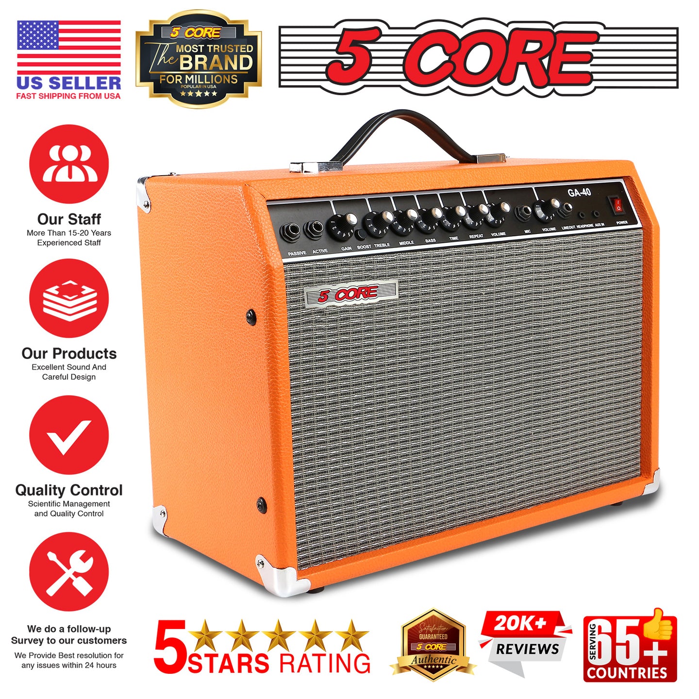 Practice amplifier 5 Core 40W for guitar acoustic and electric use