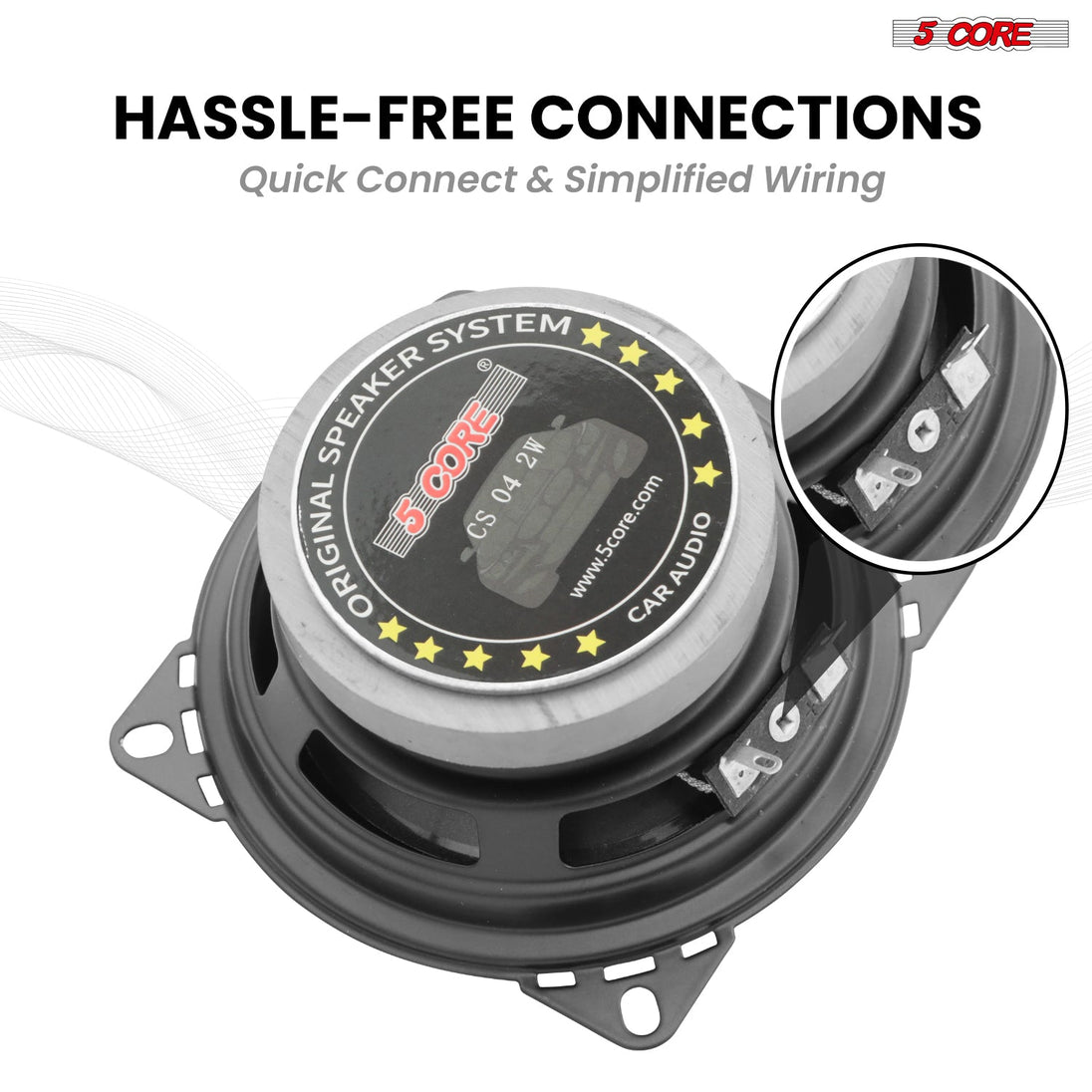 Quick-install 5 Core speaker system for easy car audio enhancement