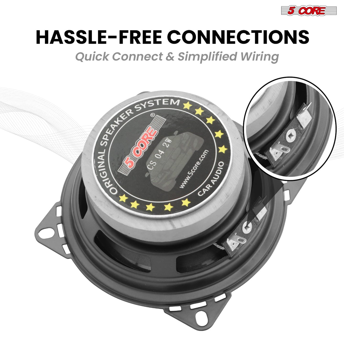 Quick-install 5 Core speaker system for easy car audio enhancement