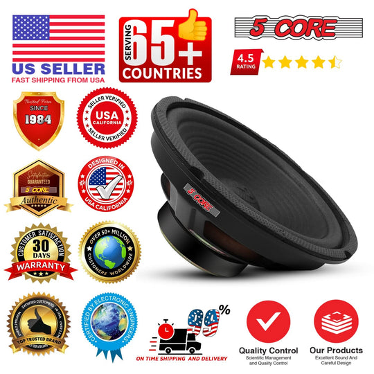 5 Core 8 Inch Car Woofer Audio 500W 4Ohm Deep Bass Subwoofer CCAW Voice Coil Component Loud Speaker