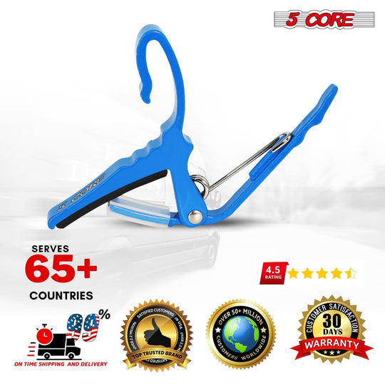 Professional-grade capo set by 5Core with travel pouch and accessories